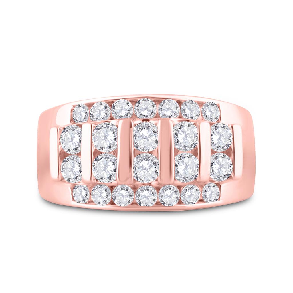 14k Rose Gold Round Diamond Wedding Channel Set Band Ring 2 Cttw