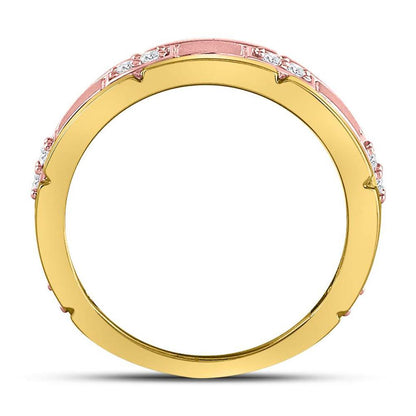 14k Two-tone Rose Gold Round Diamond Wedding Band Ring 1/5 Cttw