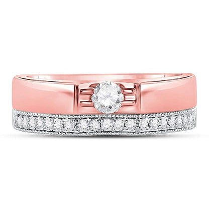 14k Two-tone Gold Round Diamond Bridal Wedding Ring Set 3/8 Cttw