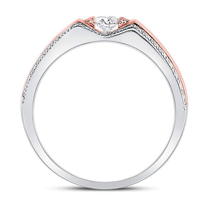 14k Two-tone Gold Round Diamond Bridal Wedding Ring Set 3/8 Cttw