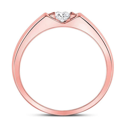 14k Two-tone Gold Round Diamond Bridal Wedding Ring Set 3/8 Cttw