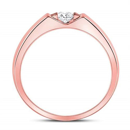 14k Two-tone Gold Round Diamond Bridal Wedding Ring Set 3/8 Cttw