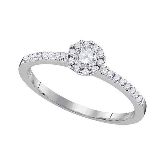 14k White Gold Round Diamond Solitaire Bridal Engagement Ring 1/3 Cttw