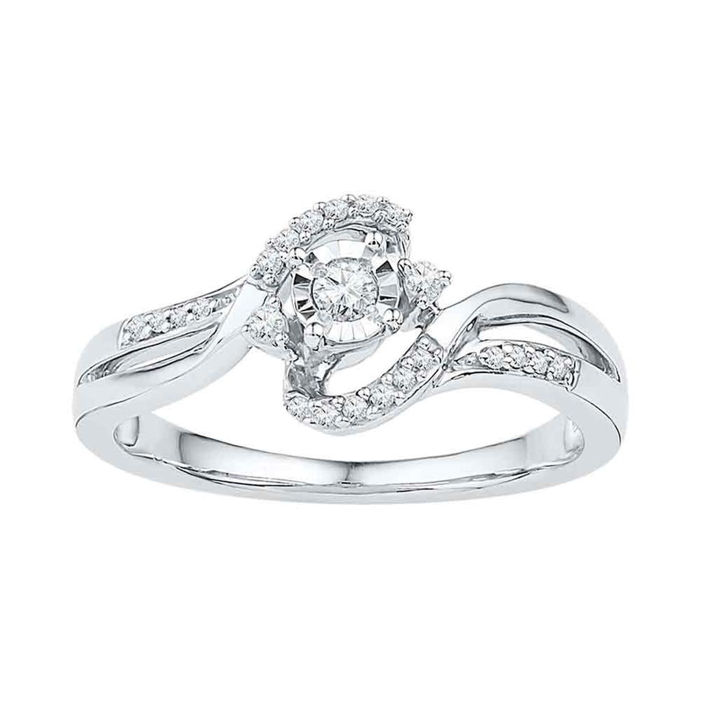 14k White Gold Round Diamond Solitaire Bridal Engagement Ring 1/6 Cttw
