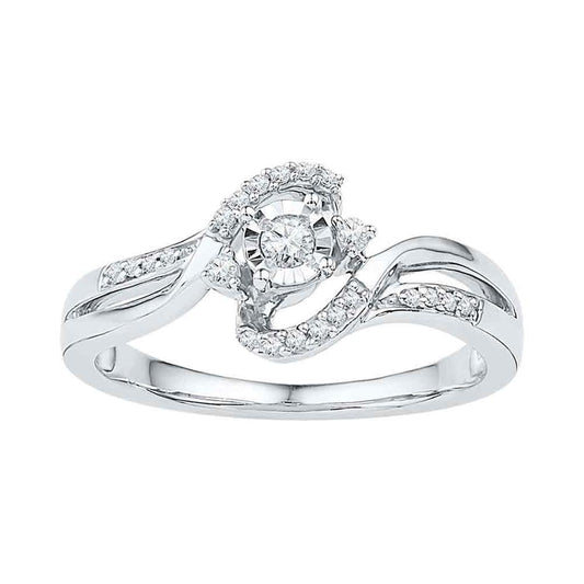 14k White Gold Round Diamond Solitaire Bridal Engagement Ring 1/6 Cttw