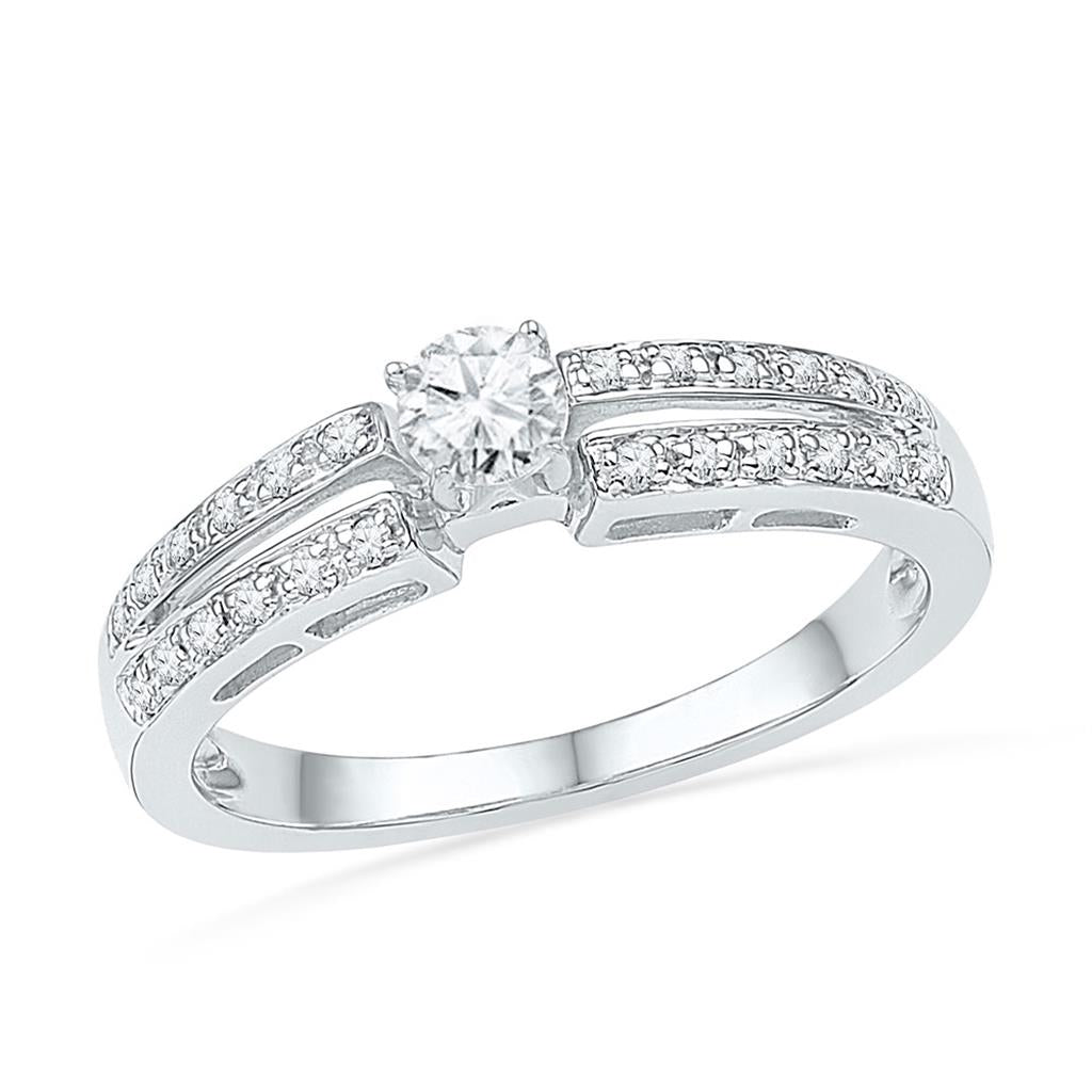 14k White Gold Round Diamond Solitaire Bridal Engagement Ring 1/4 Cttw