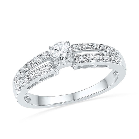 14k White Gold Round Diamond Solitaire Bridal Engagement Ring 1/4 Cttw