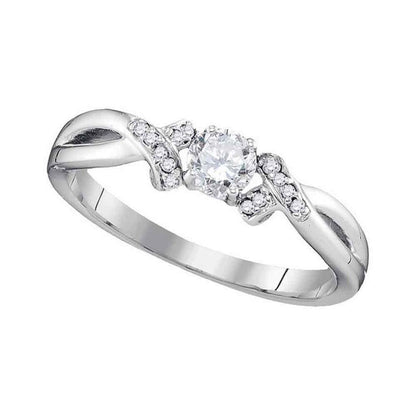 14k White Gold Round Diamond Solitaire Bridal Wedding Anniversary Ring 1/3 Cttw