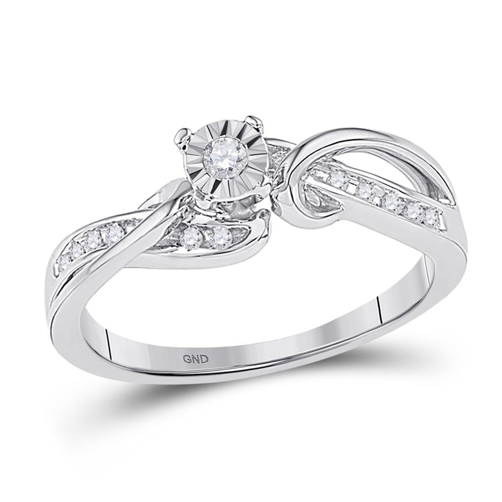 14k White Gold Round Diamond Solitaire Bridal Engagement Ring 1/8 Cttw
