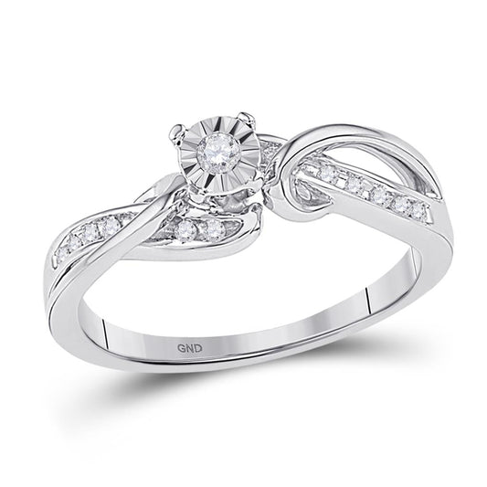 14k White Gold Round Diamond Solitaire Bridal Engagement Ring 1/8 Cttw