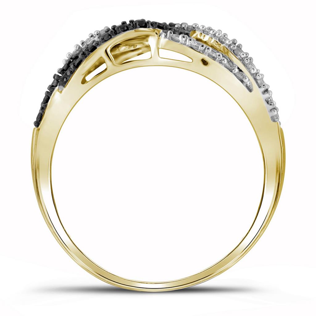 10K Yellow Gold Black Diamond Woven Cocktail Band Ring 1/2 Cttw