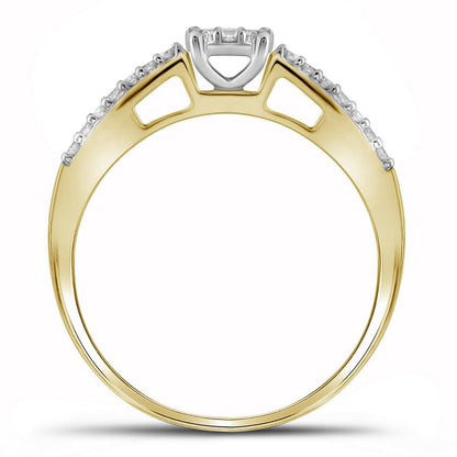 10k Yellow Gold Round Diamond Bridal Wedding Ring Set 1/3 Cttw