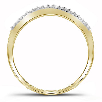 10k Yellow Gold Round Diamond Bridal Wedding Ring Set 1/3 Cttw