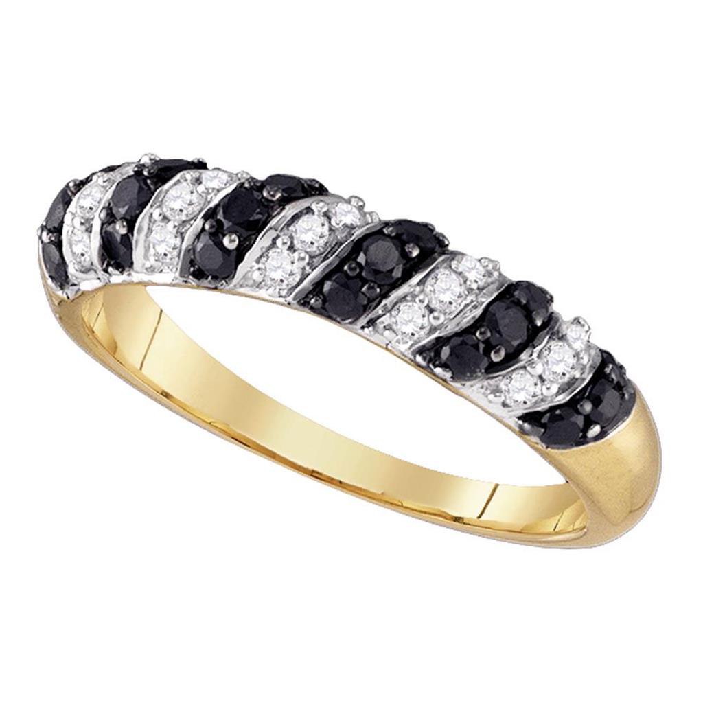 10k Yellow Gold Round Black Diamond Band Ring 1/2 Cttw
