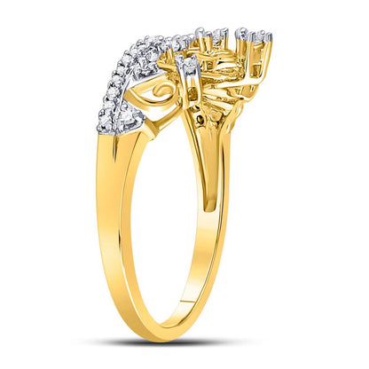 10k Yellow Gold Round Diamond Tiara Crown Band Ring 1/5 Cttw