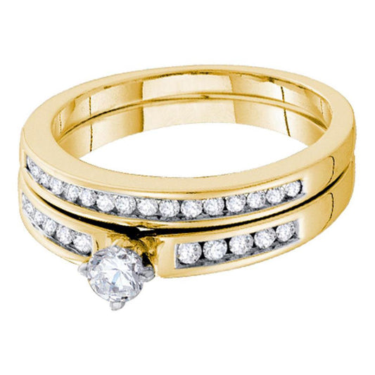 14k Yellow Gold Diamond Bridal Wedding Ring Set 1/2 Cttw