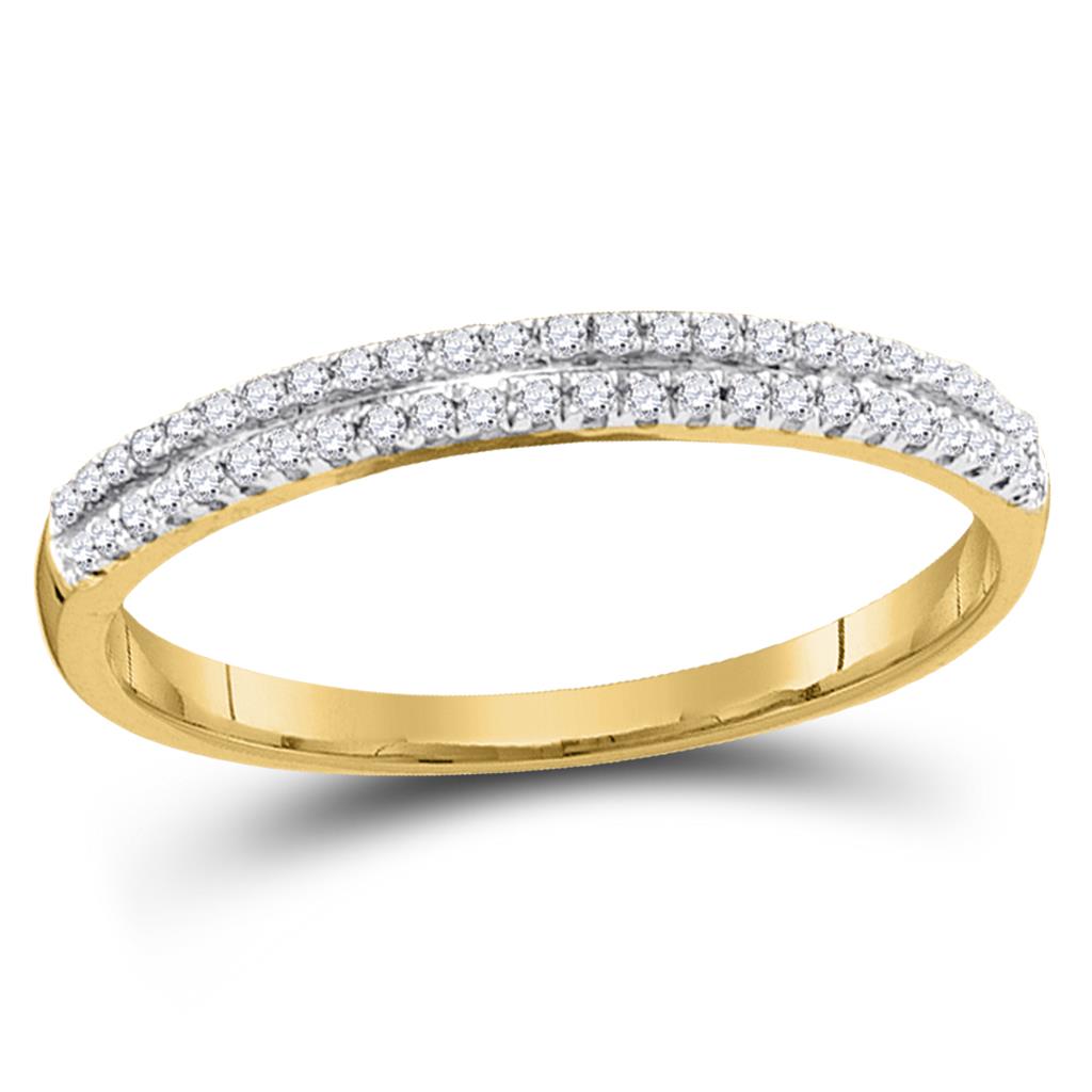 10k Yellow Gold Round Diamond Slender Double Row Band 1/6 Cttw