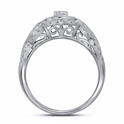 14k White Gold Round Diamond Solitaire Bridal Engagement Ring 3/4 Cttw