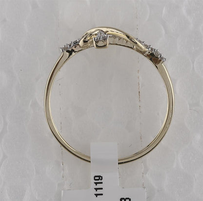 10k Yellow Gold Round Diamond Cross Infinity Band Ring 1/10 Cttw