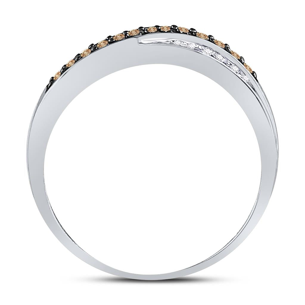 10k Yellow Gold Round Brown Diamond Band Ring 1/4 Cttw