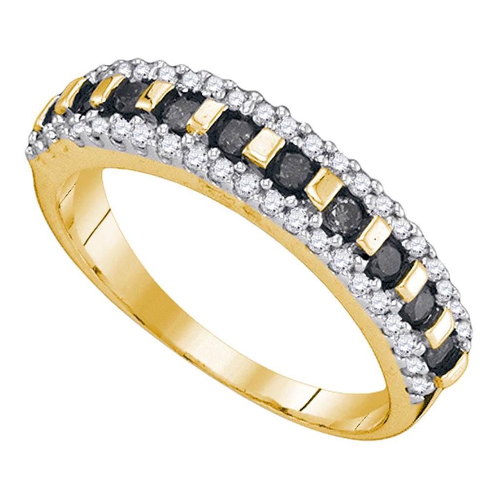 10k Yellow Gold Round Black Diamond Band Ring 1/2 Cttw