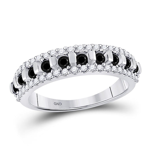 14k White Gold Black Diamond Symmetrical Band Ring 1/2 Cttw