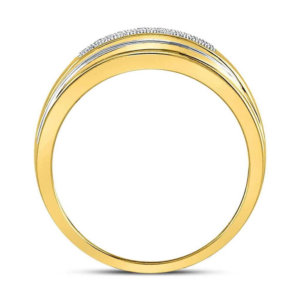 10k Two-tone Gold Round Diamond Wedding Band Ring 1/8 Cttw