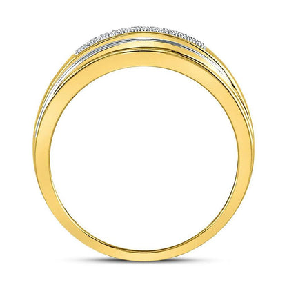 10k Two-tone Gold Round Diamond Wedding Band Ring 1/8 Cttw