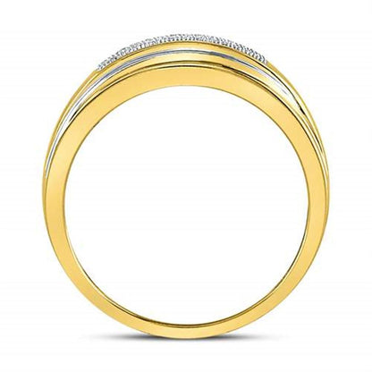 10k Two-tone Gold Round Diamond Wedding Band Ring 1/8 Cttw