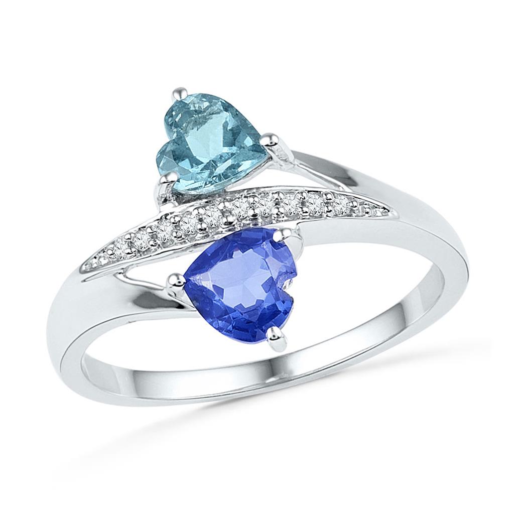 1/20CTW-Diamond 1 CT-AQ LBS GEMSTONE LAB CREATED RING