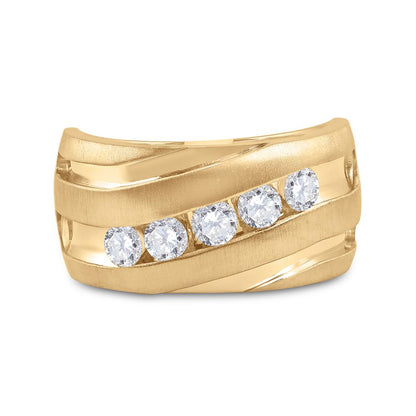 10k Yellow Gold Round Diamond Wedding Anniversary Band Ring 1 Cttw