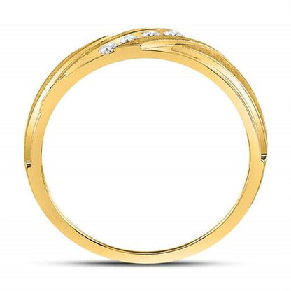 10k Yellow Gold Round Diamond Wedding Band Ring 1/6 Cttw