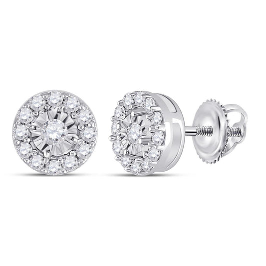 14k White Gold Round Diamond Stud Earrings 1/4 Cttw