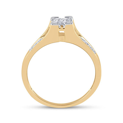 10k Yellow Gold Princess Diamond Bridal Wedding Ring Set 1/2 Cttw