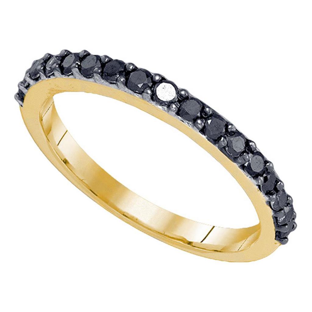 10k Yellow Gold Round Black Diamond Band Ring 1/2 Cttw