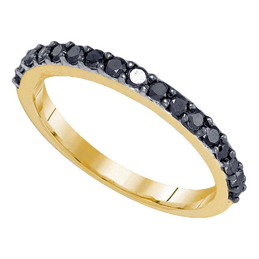 10k Yellow Gold Round Black Diamond Band Ring 1/2 Cttw