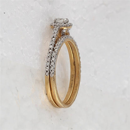 10k Yellow Gold Round Diamond Bridal Wedding Ring Set 1/2 Cttw (Certified)