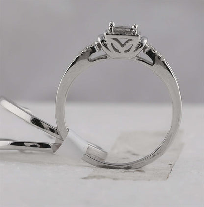 14k White Gold Princess Diamond 3-Piece Bridal Wedding Ring Set 1/4 Cttw