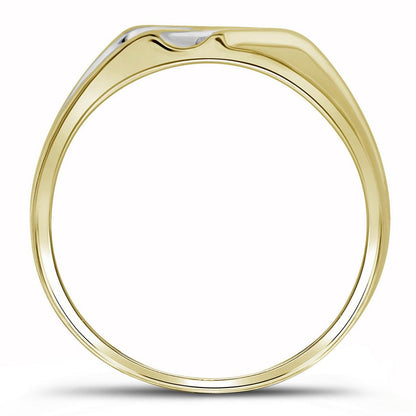 10k Two-tone Gold Round Diamond Wedding Band Ring 1/8 Cttw