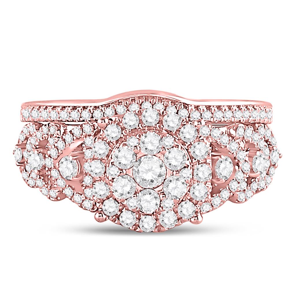 14k Rose Gold Round Diamond Vintage Bridal Wedding Ring Set 1 Ctw