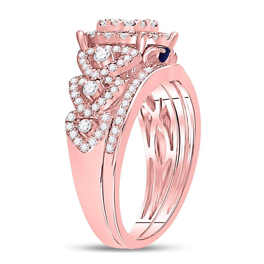 14k Rose Gold Round Diamond Vintage Bridal Wedding Ring Set 1 Ctw