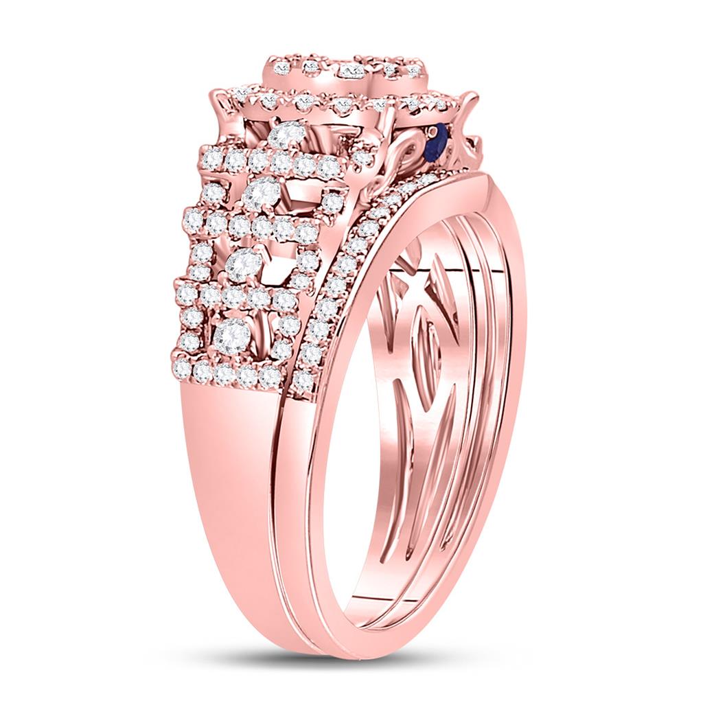 14k Rose Gold Round Diamond Vintage Bridal Wedding Ring Set 1 Ctw