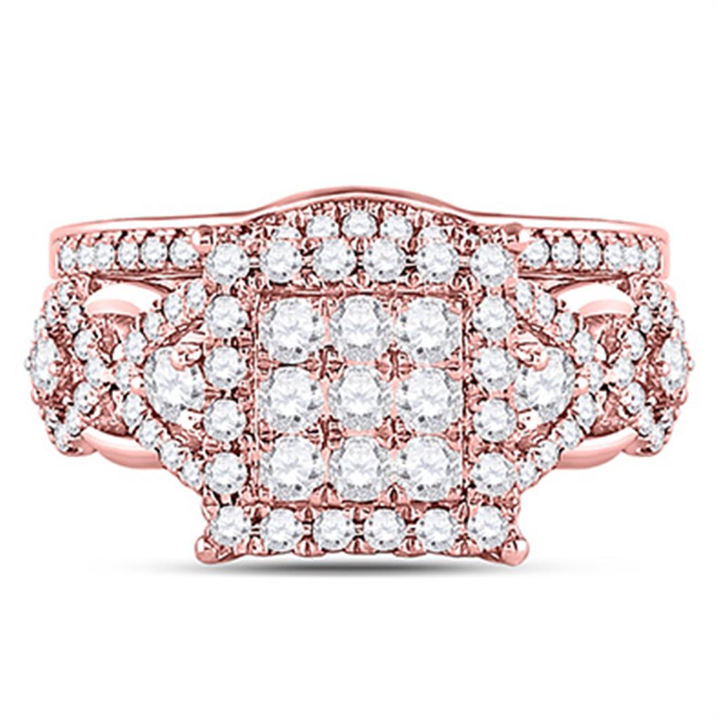 14k Rose Gold Round Diamond Vintage Bridal Wedding Ring Set 1-1/4 Cttw