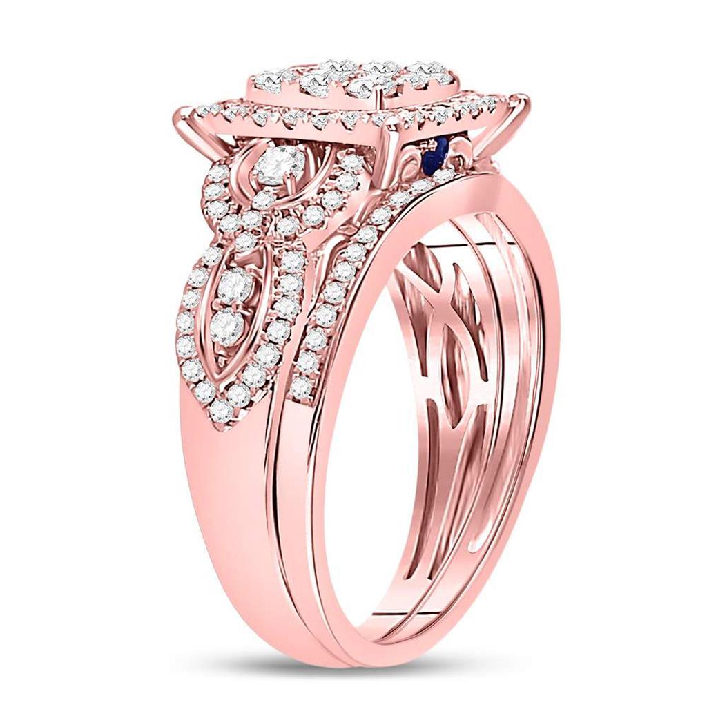 14k Rose Gold Round Diamond Vintage Bridal Wedding Ring Set 1 Ctw