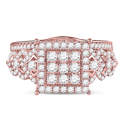 14k Rose Gold Round Diamond Bridal Wedding Ring Set 1 Cttw