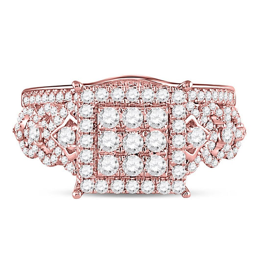 14k Rose Gold Round Diamond Bridal Wedding Ring Set 1 Cttw