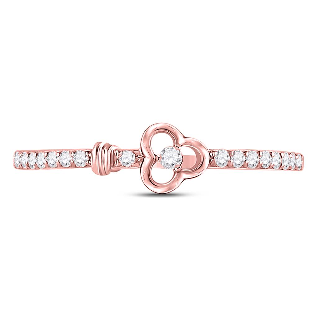 10k Rose Gold Round Diamond Spade Stackable Band Ring 1/6 Cttw