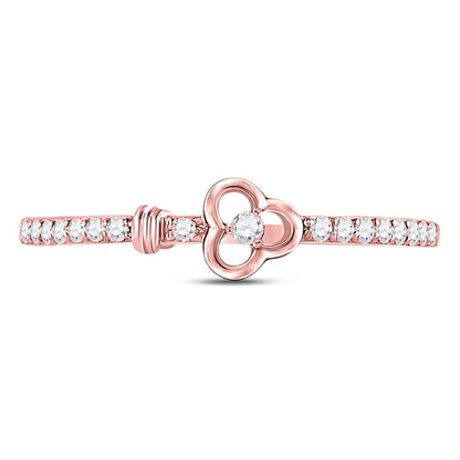 10k Rose Gold Round Diamond Spade Stackable Band Ring 1/6 Cttw