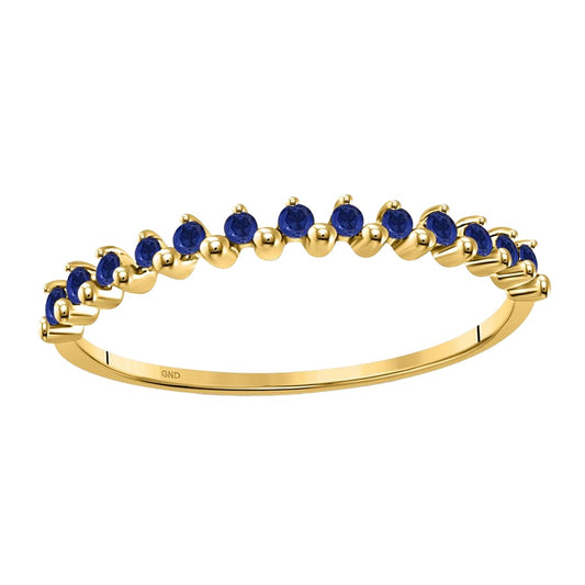 1/8 CT. Natural Blue Sapphire Stackable Band Ring in 10K Yellow Gold