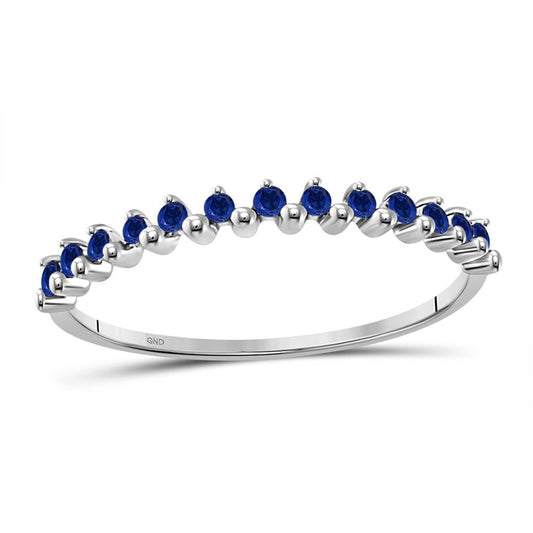 1/8 CT. Natural Blue Sapphire Stackable Band Ring in 10K White Gold